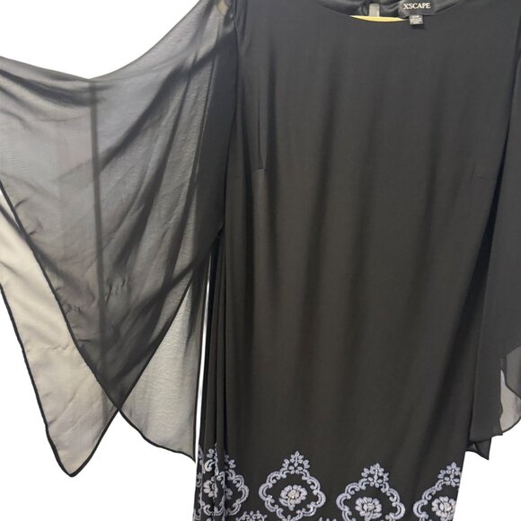 Xscape 20W Dress With Sheer Flutter Sleeves & Beaded Floral Embroidery - Picture 12 of 12